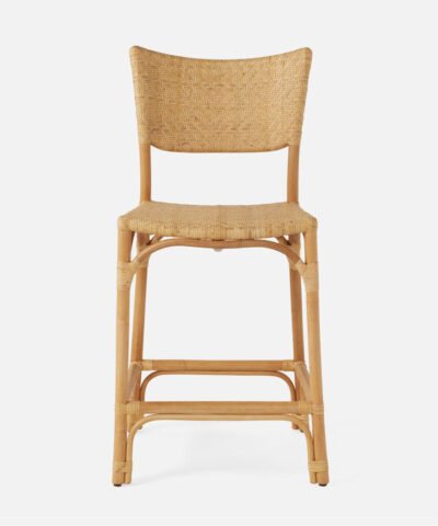 Taiping Rattan Counter Stool with Square Seat and Backrest