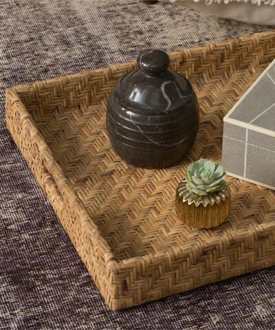 Shah Alam Natural Flat Rattan Tray 2-Piece Set