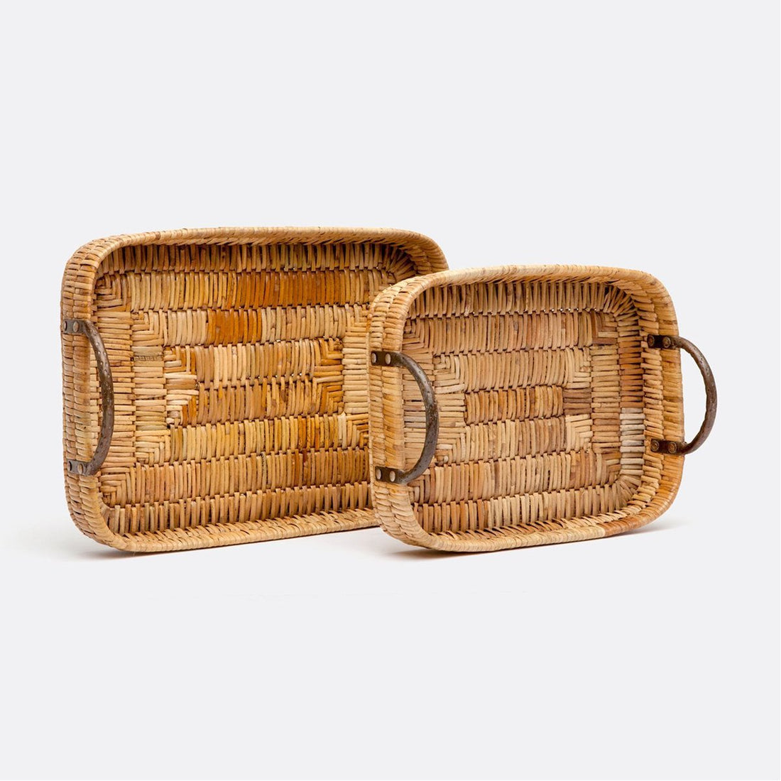 Malacca Natural Rectangular Rattan Tray 2-Piece Set