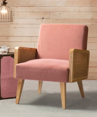 Plymouth Upholstered Accent Chair with Rattan Arms