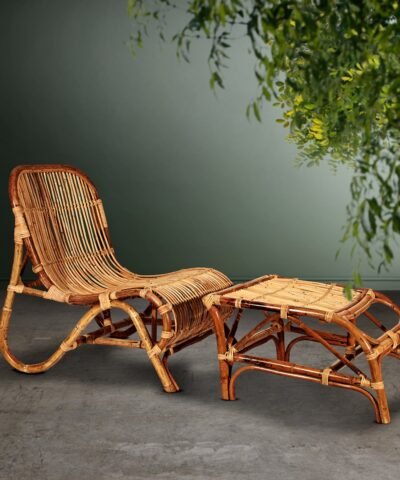Ashburton Rattan Lounger Accent Chair With Footstool