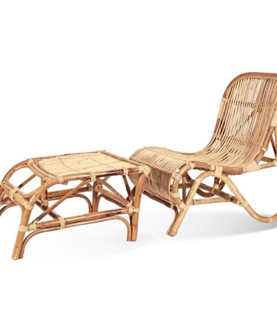 Ashburton Rattan Lounger Accent Chair With Footstool