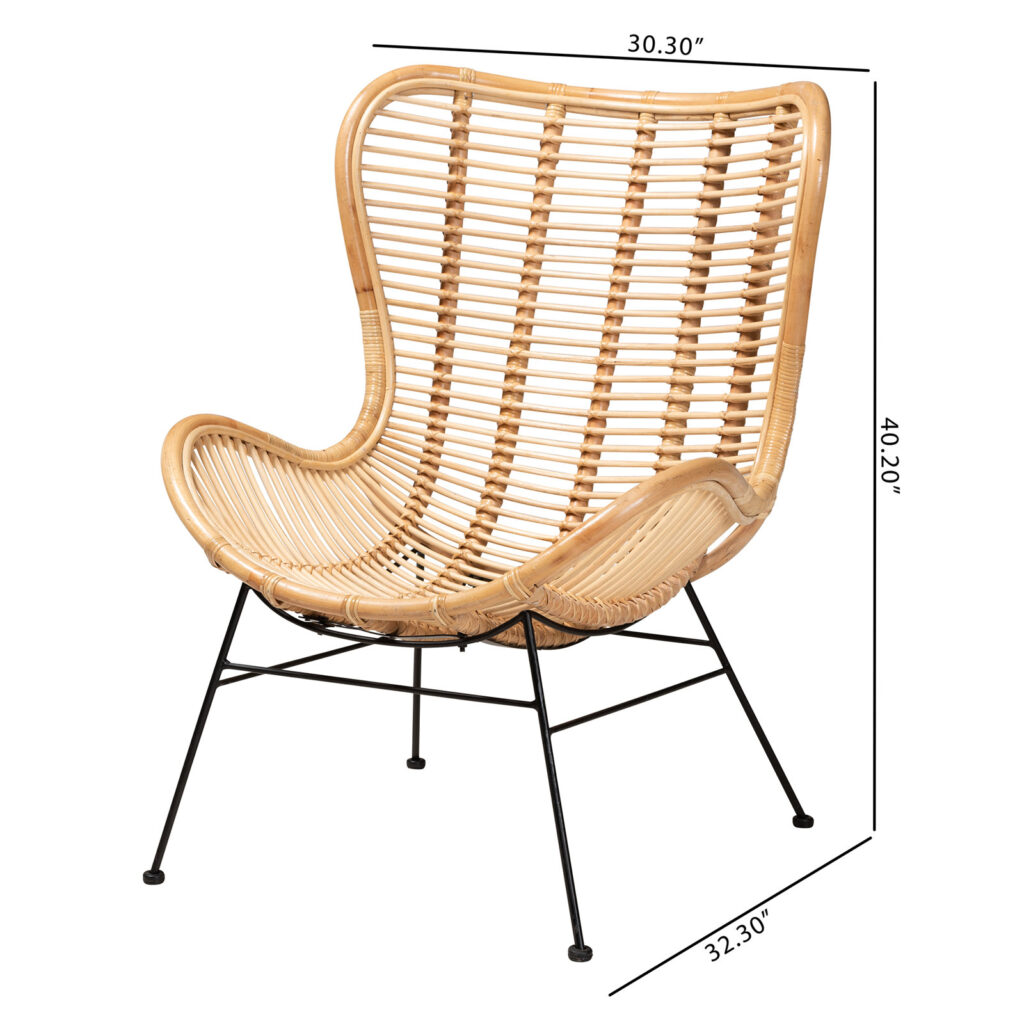 Invercargill Natural Iron leg Rattan Club Chair