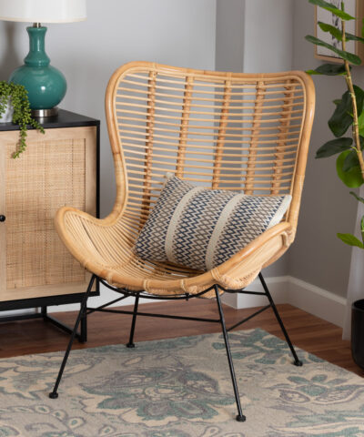 Invercargill Natural Iron leg Rattan Club Chair