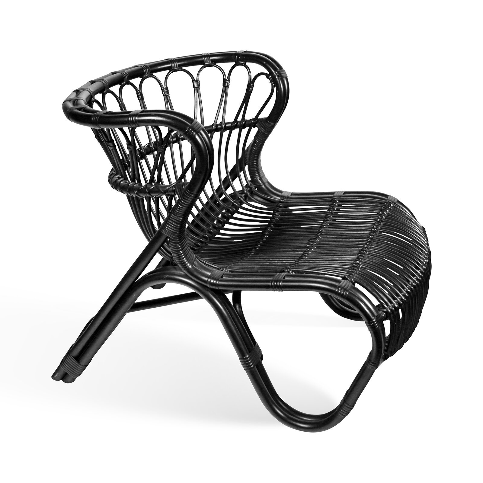 Timaru Black Glossy Rattan Accent Chair