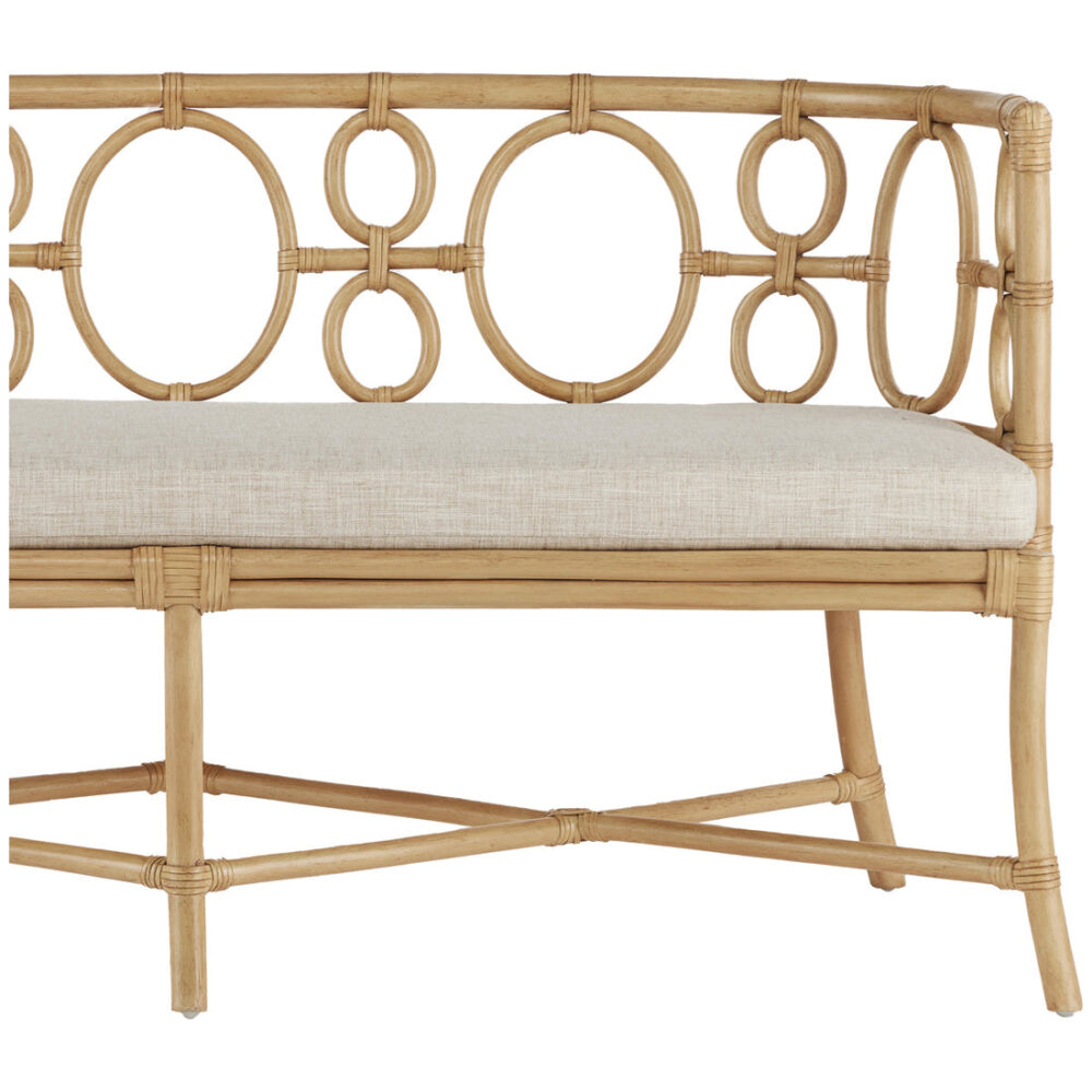 Tauranga 2 Seater Upholstered Rattan Bench with Cushion