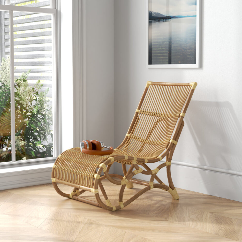 Palmerston Rattan Accent Lounger Chair Natural