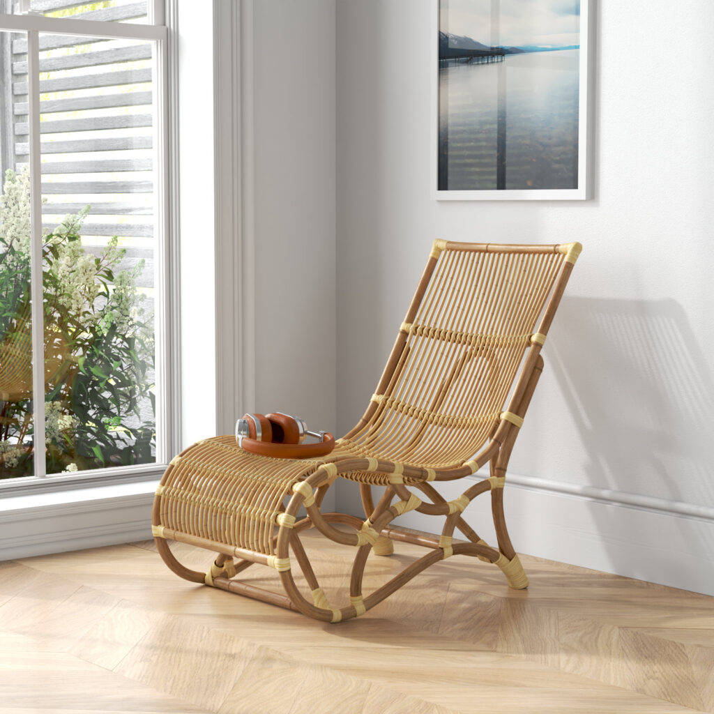 Palmerston Rattan Accent Lounger Chair Natural