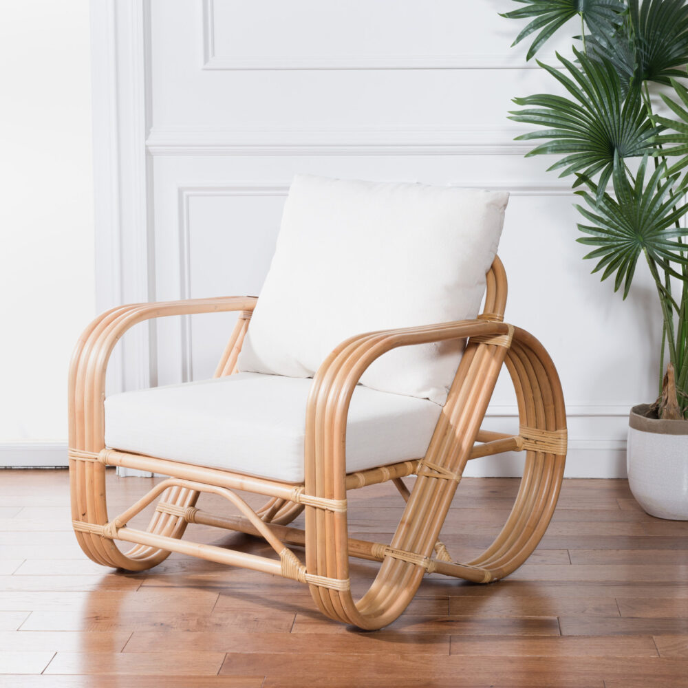 Richmond Rattan Armchair upholstered in thick Rattan