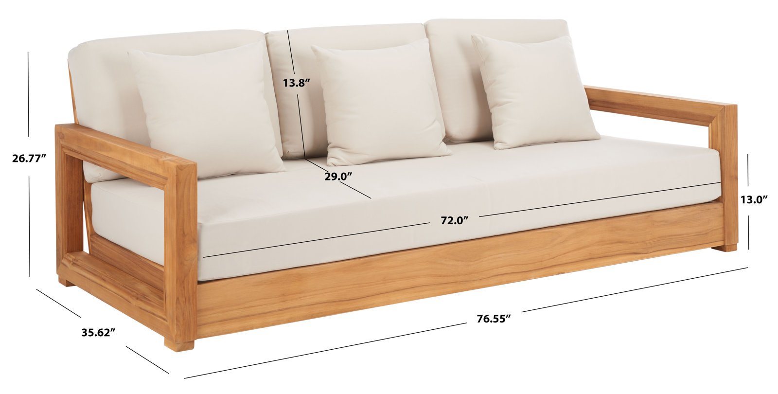 nania-kojd 6 Al Kharj Teak Outdoor Patio Sofa 3 Seater