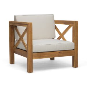 Dammam Natural Teak Patio Chair with Cushions