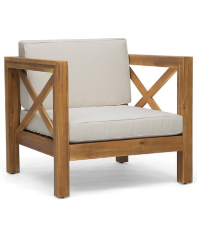 Dammam Natural Teak Patio Chair with Cushions