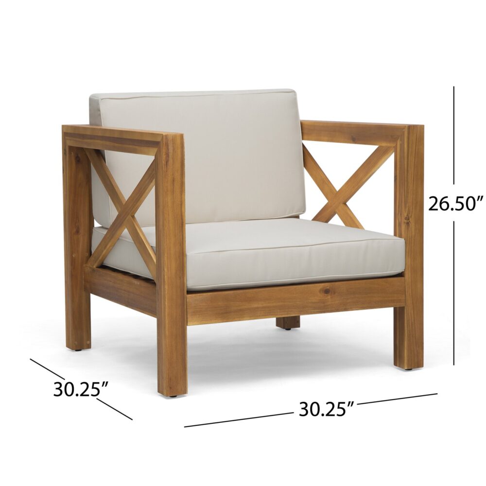 Dammam Natural Teak Patio Chair with Cushions