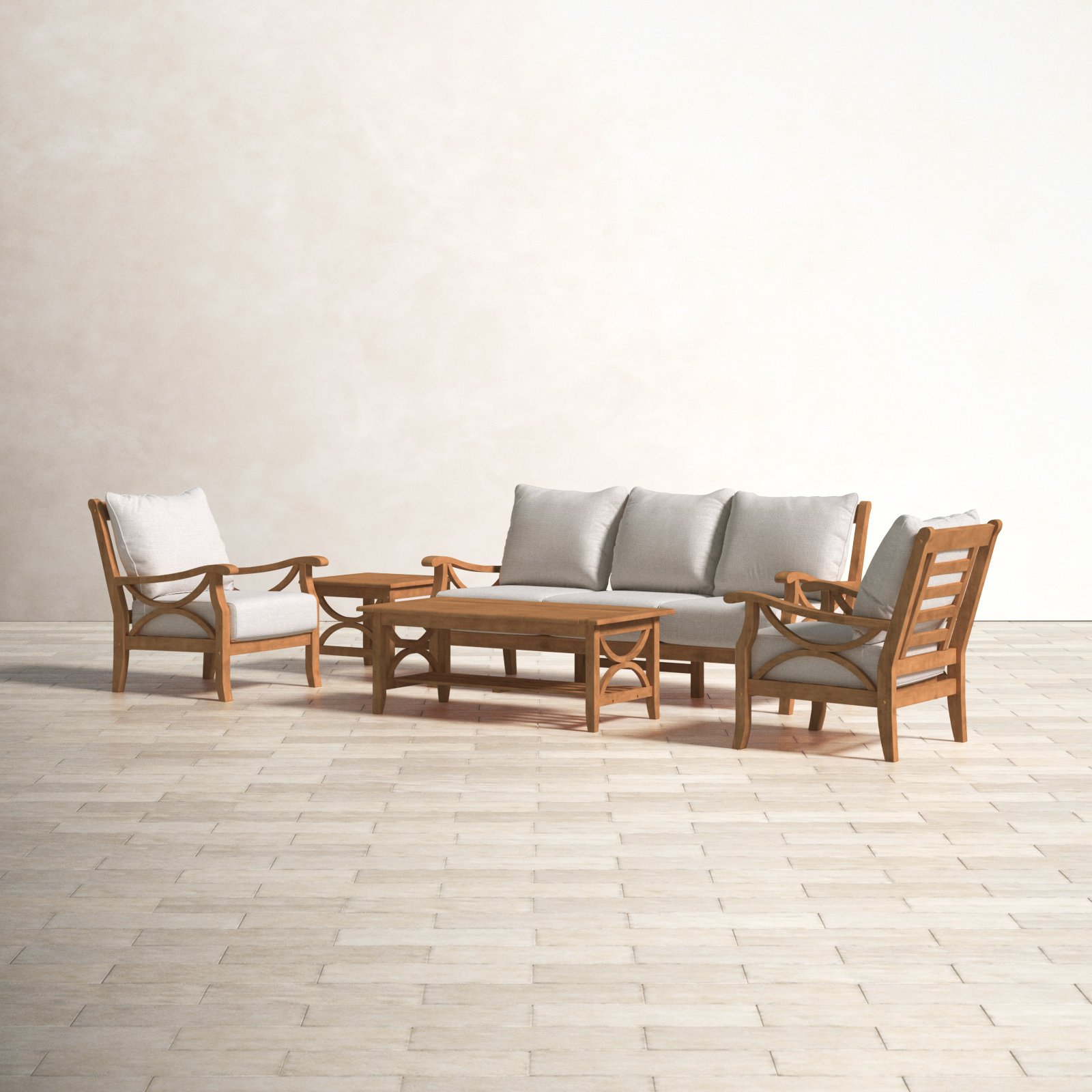 Yanbu Teak 5pc Outdoor Seating Group with Cushions
