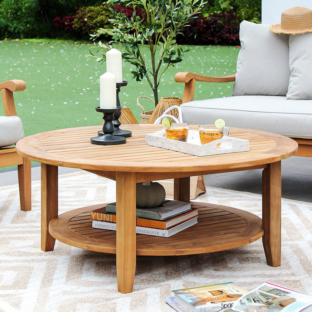 Arar Teak Outdoor Round Coffee Table Natural