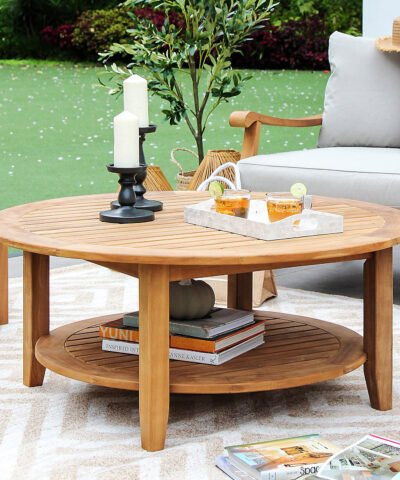 Arar Teak Outdoor Round Coffee Table Natural