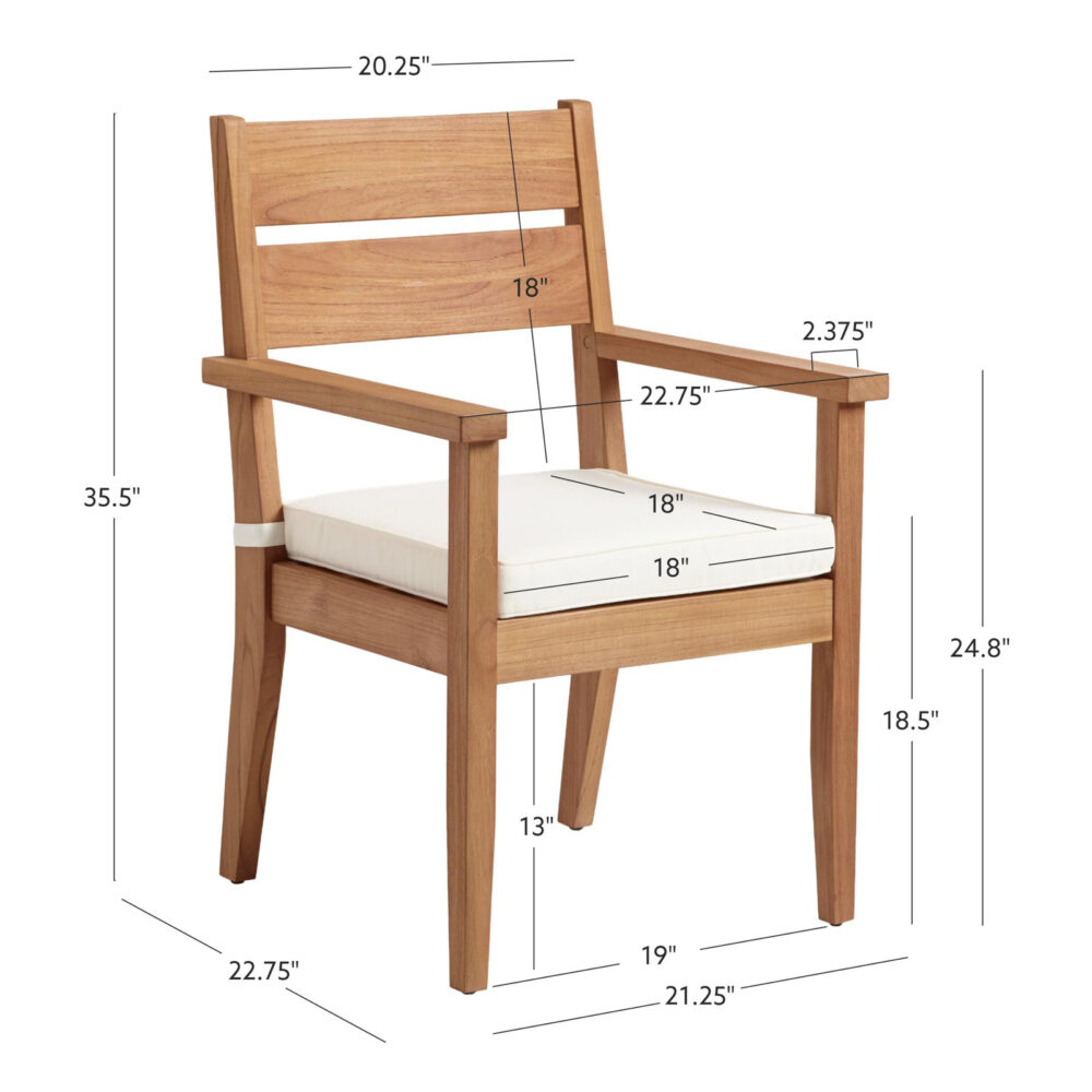 Rabigh Outdoor Solid Teak Armchair with Cushions