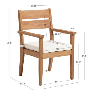 Rabigh Outdoor Solid Teak Armchair with Cushions