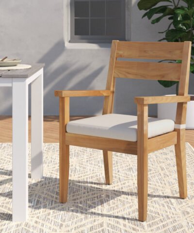 Rabigh Outdoor Solid Teak Armchair with Cushions