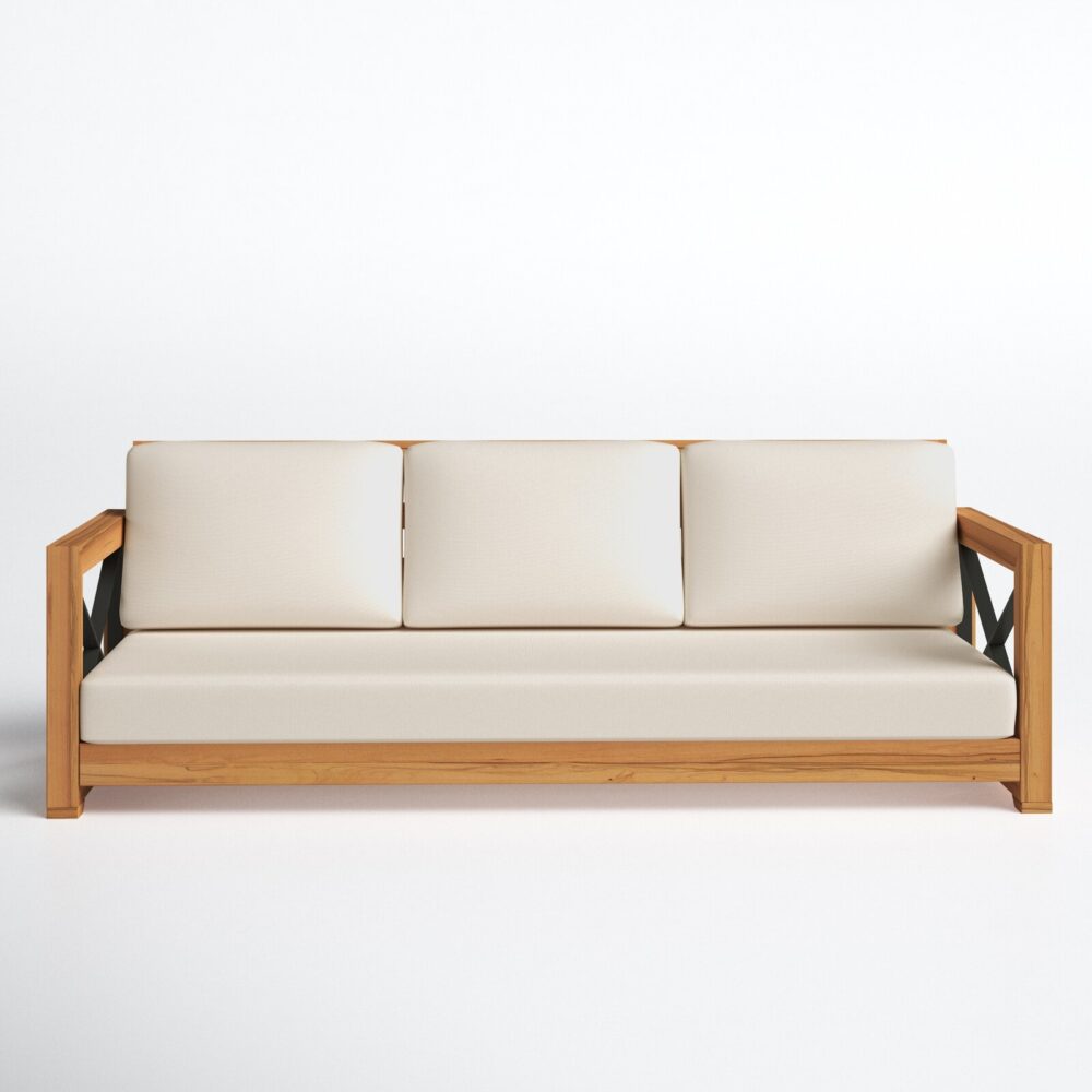 Downtown Core Outdoor Solid Teak Patio Sofa with Cushions