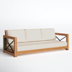 Downtown Core Outdoor Solid Teak Patio Sofa with Cushions