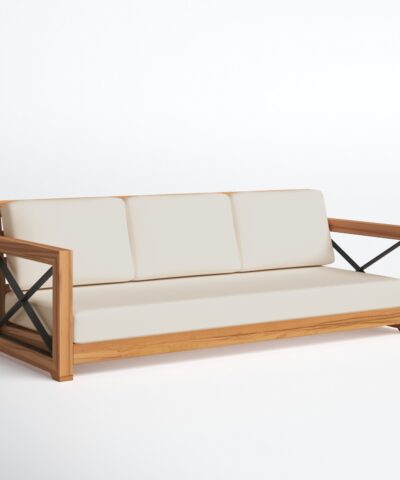 Downtown Core Outdoor Solid Teak Patio Sofa with Cushions