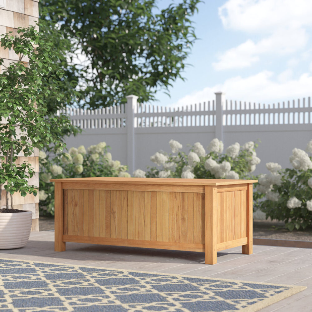 Khobar Natural Solid Teak Wood Deck Box