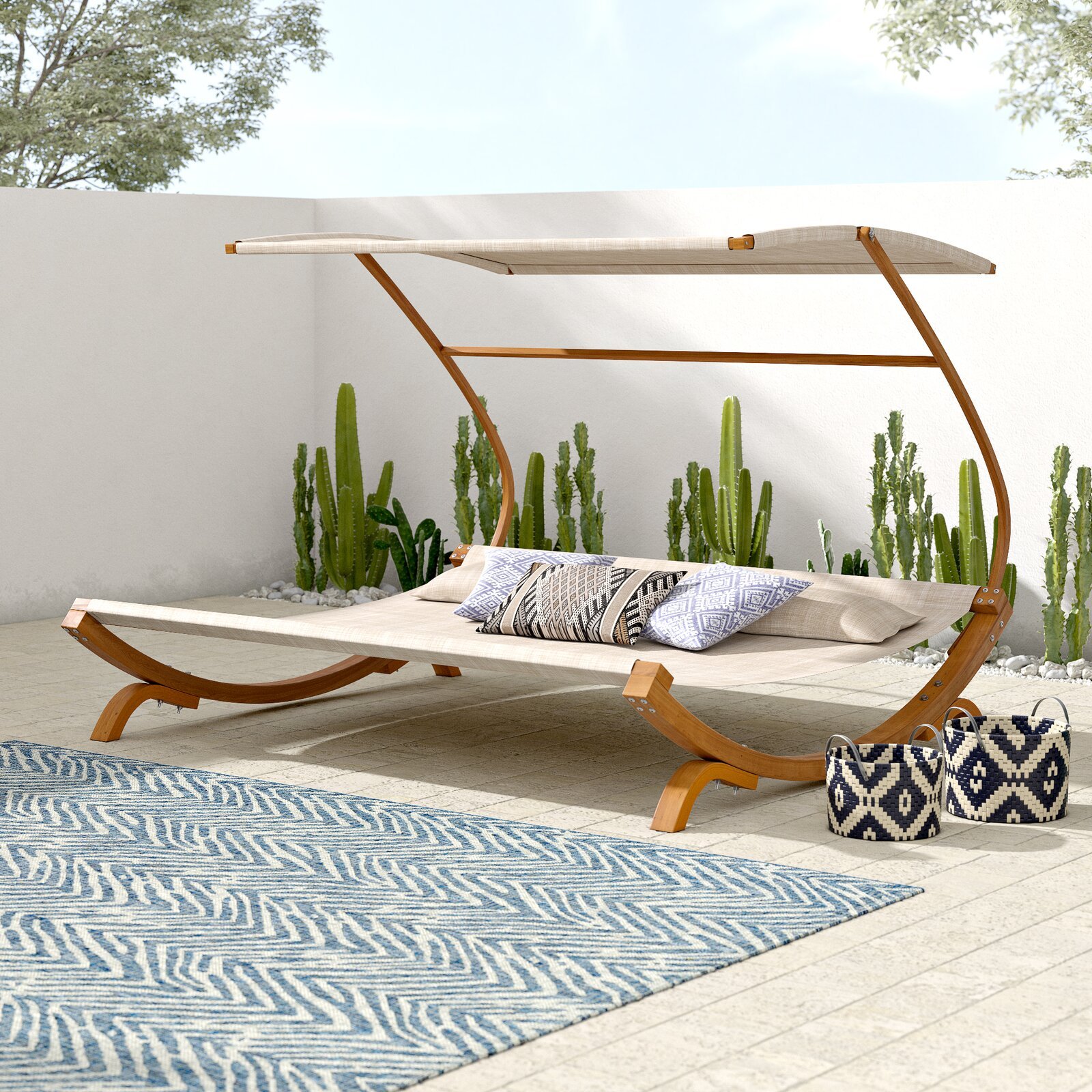 nania-kojz 4 Al Khobar Teak Roofed Lounge Chair