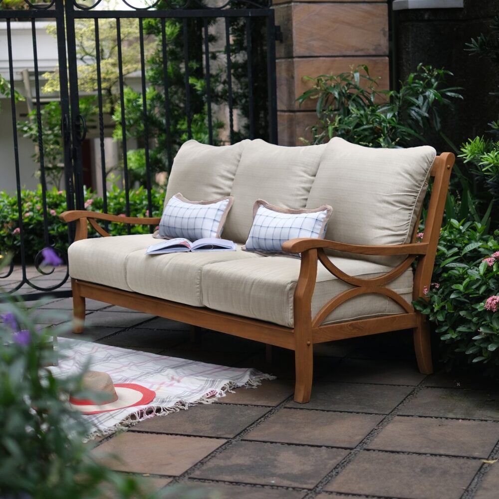 Al Fujairah Natural Teak Outdoor Patio Sofa 3 Seater