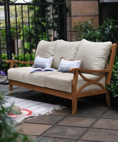 Al Fujairah Natural Teak Outdoor Patio Sofa 3 Seater