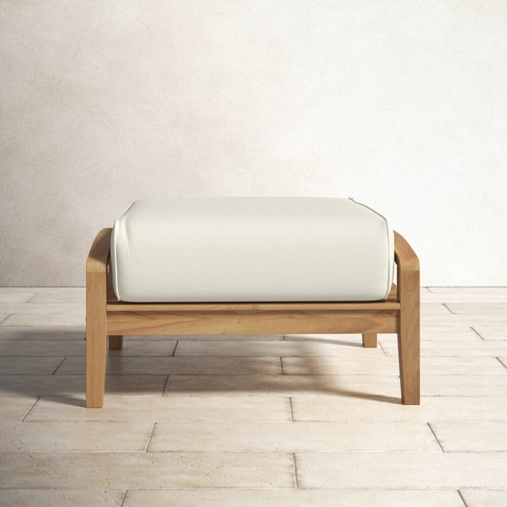 Abu Dhabi Teak Outdoor Ottoman With Cushion