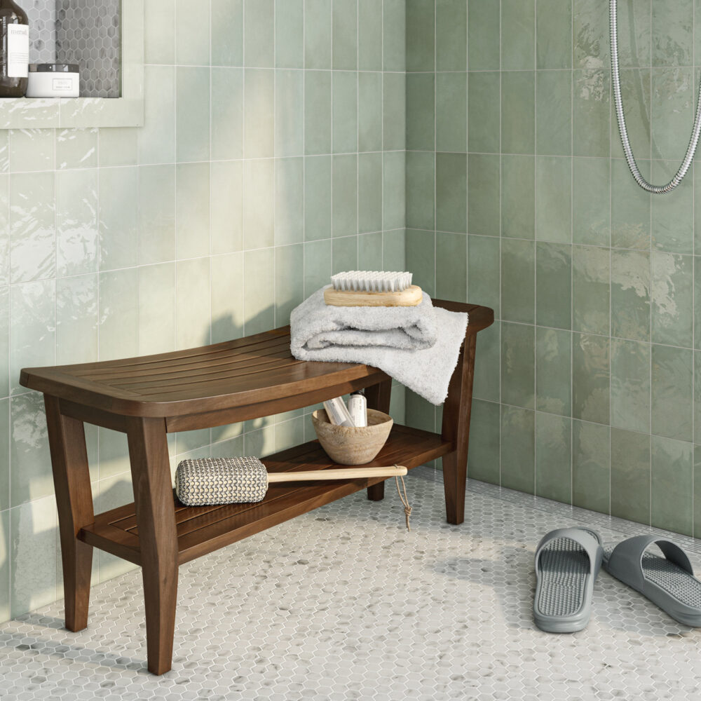 Al Ain Teak Rectangular Shower Stool Bench