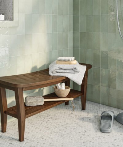 Al Ain Teak Rectangular Shower Stool Bench