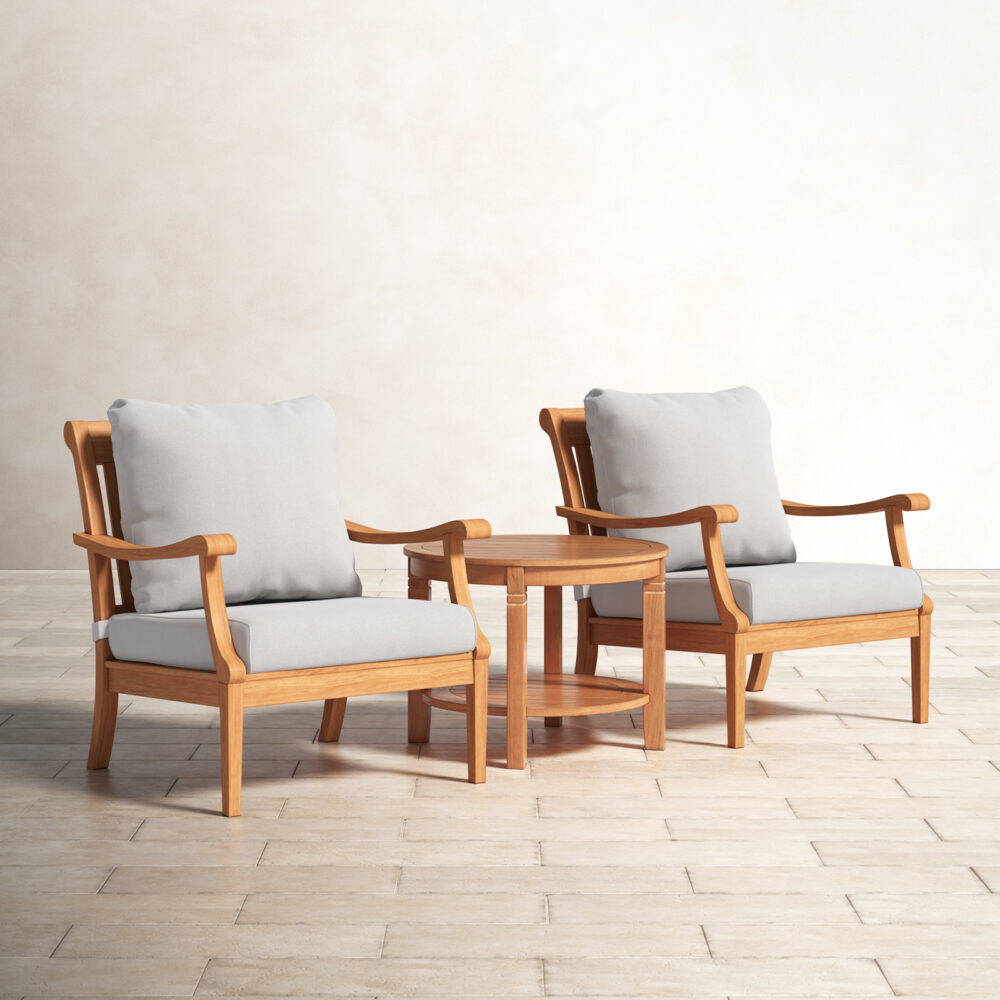 Emilia 3pc Teak Outdoor Seating Group with Cushion