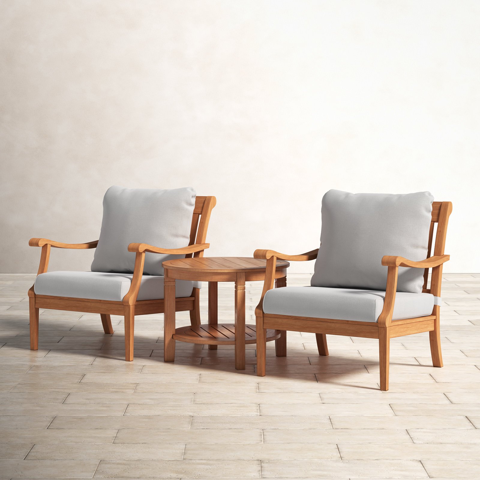 Emilia 3pc Teak Outdoor Seating Group with Cushion