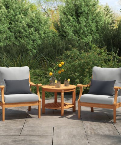 Emilia 3pc Teak Outdoor Seating Group with Cushion