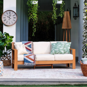 Messina Teak Outdoor Patio Sofa with Sunbrella Cushions