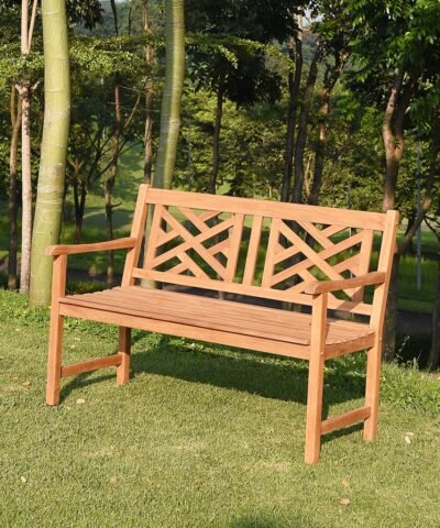 Prato Teak Outdoor Garden Bench Natural 2 Seater