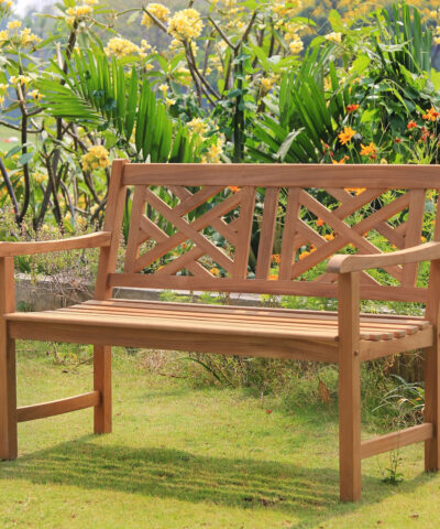 Prato Teak Outdoor Garden Bench Natural 2 Seater