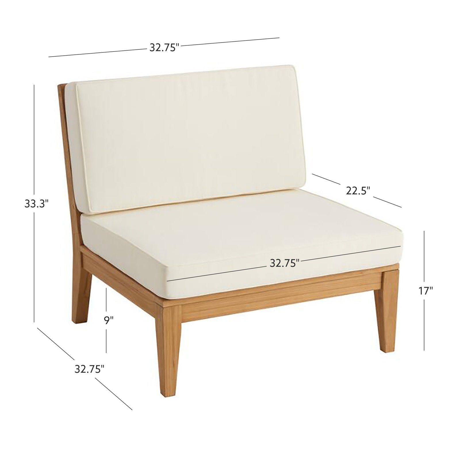 Cagliari Outdoor Solid Teak Wood Chair with Cushions