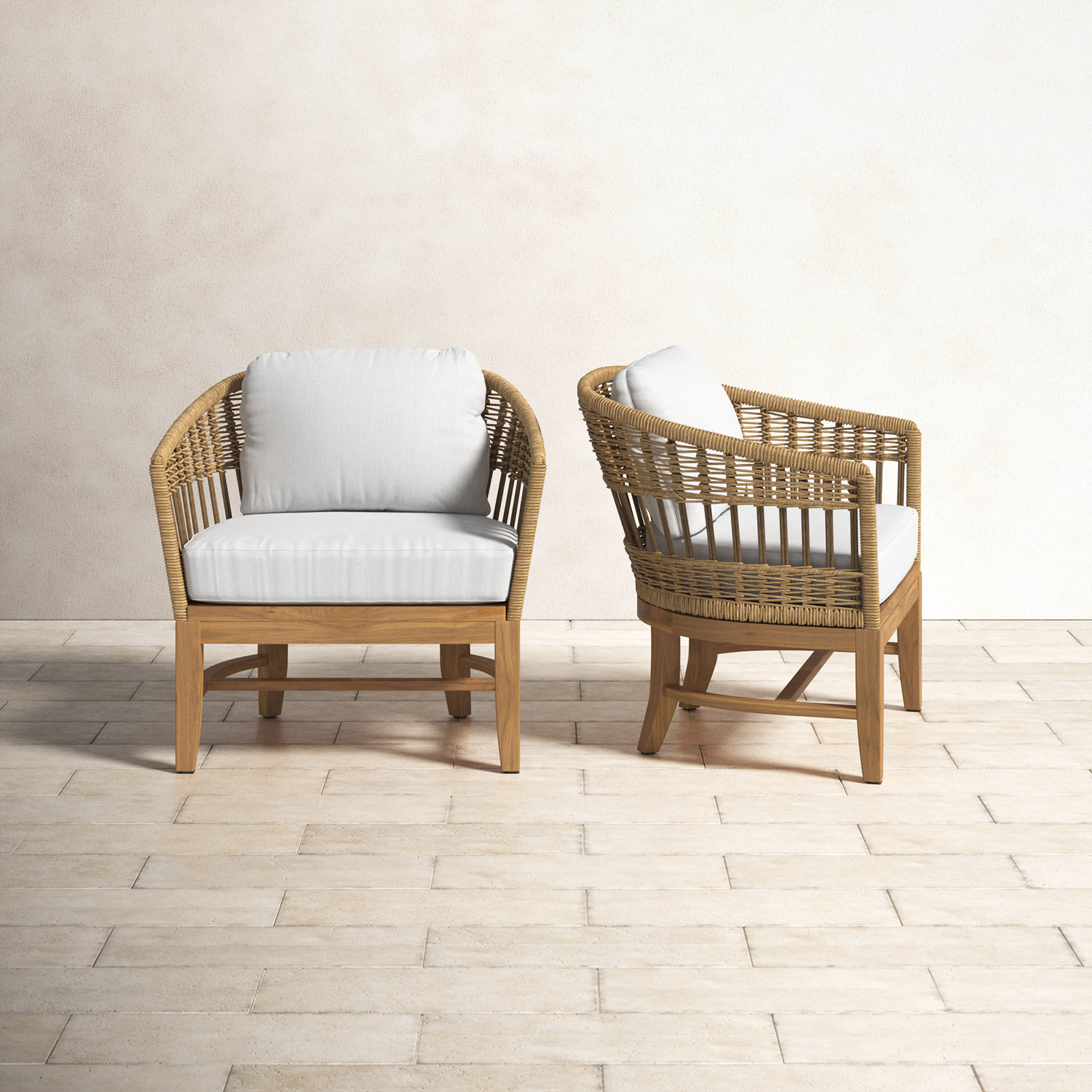 Ravenna Rattan Combination Teak Patio Chair with Cushions