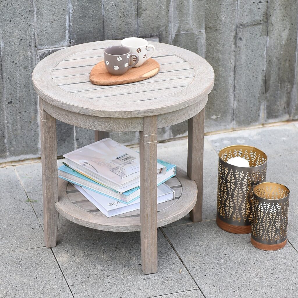 Verona Teak Outdoor Side Table Grey