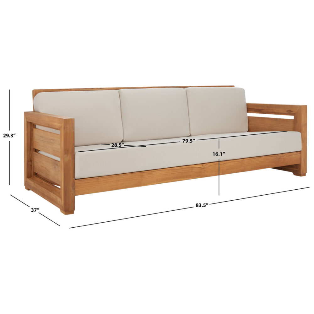 Milan Teak Outdoor Patio Sofa Natural 3 Seater