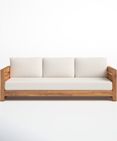Milan Teak Outdoor Patio Sofa Natural 3 Seater