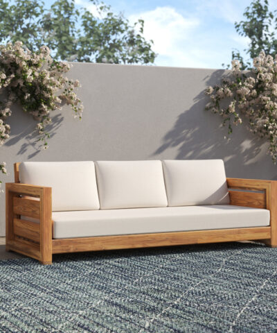 Milan Teak Outdoor Patio Sofa Natural 3 Seater