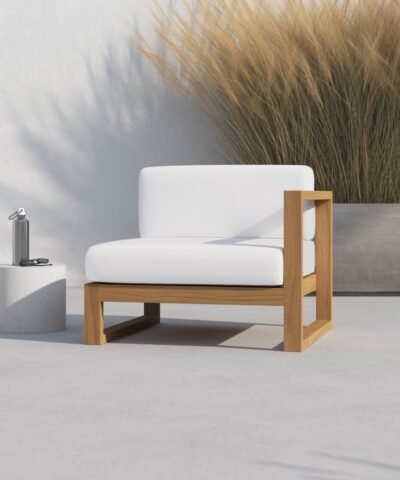 Parma Teak Wood Right Arm Terrace Chair with Cushion