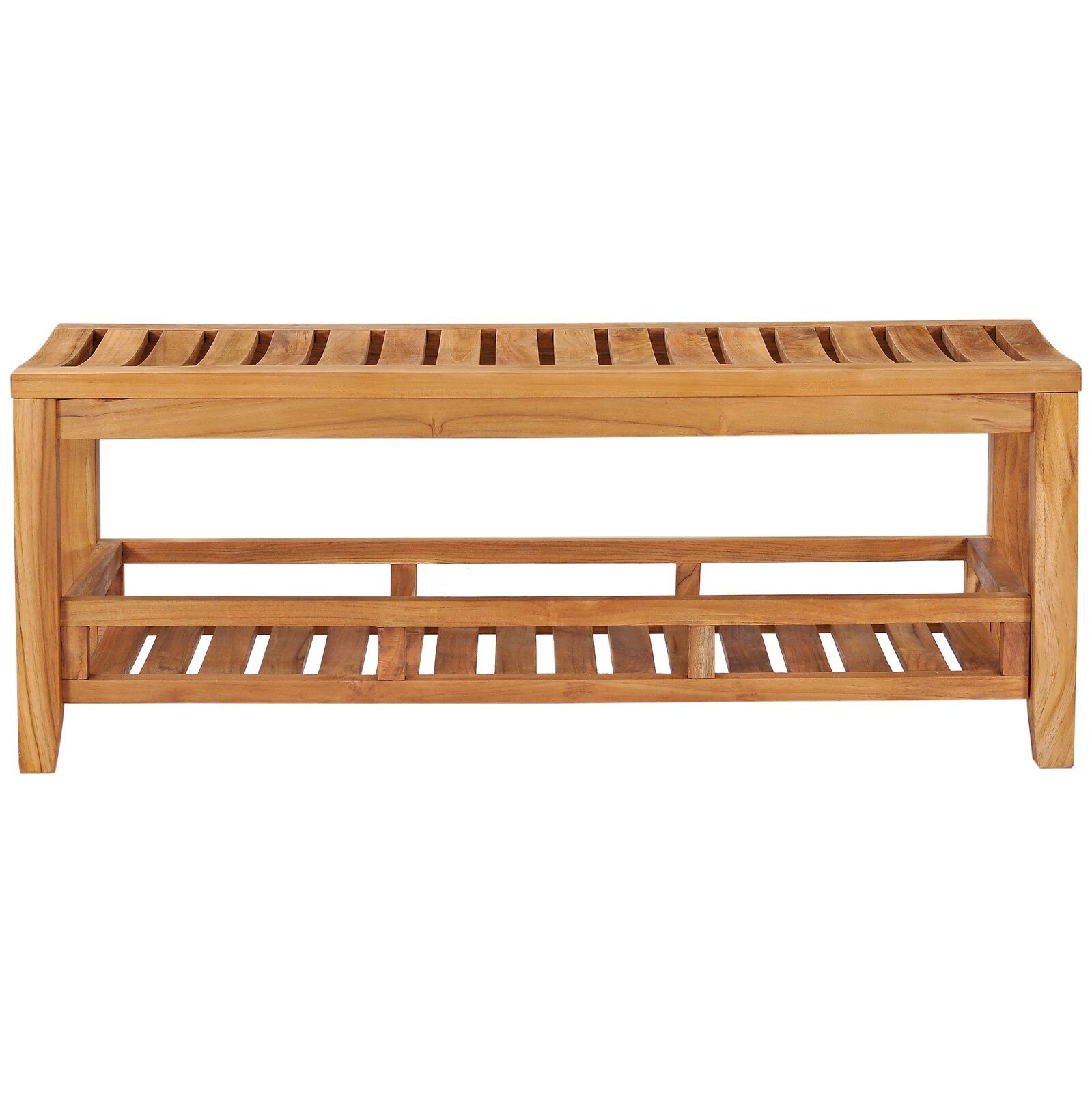 Turin Tiered Teak Bath Bench with Fence