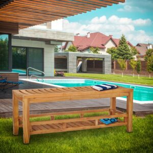 Turin Tiered Teak Bath Bench with Fence