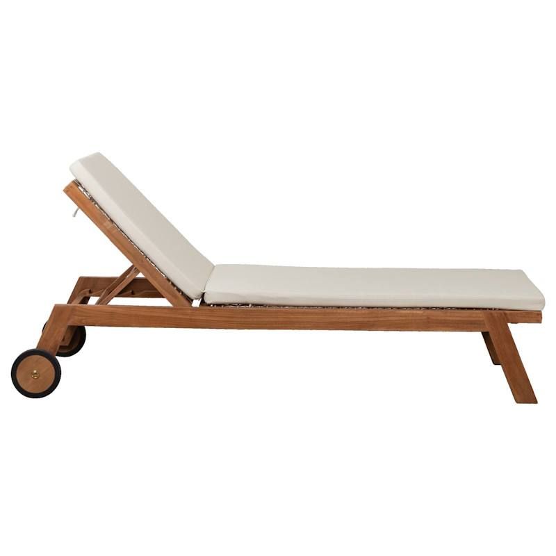 Kurume Teak Sun Lounge with Beige Cushion