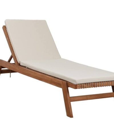 Kurume Teak Sun Lounge with Beige Cushion